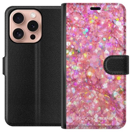 Kompatibel Tegnebogsetui til Apple Apple iPhone 16 Pro Cactus and Friends – PinkGlitter