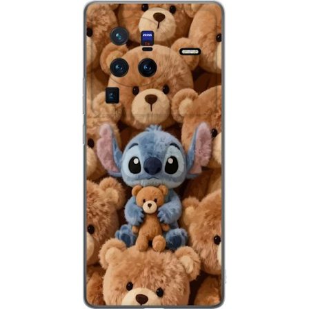 Kompatibel Mobilcover til vivo X80 Pro Stitch omgivet af brune teddybjørne med en lille teddybjørn i armene i en sød og hyggelig kawaii-design
