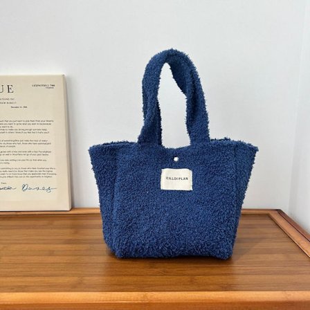 Håndvevde veske Ull strikke skuldervesker BLÅ