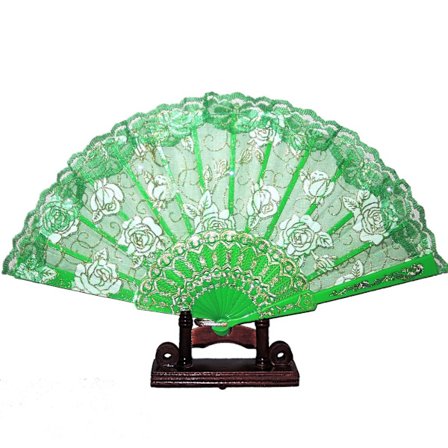 Vifte - Grønn blonde med hvite gullroser