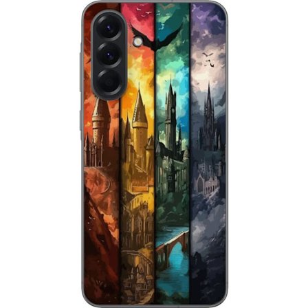 Kompatibel Mobilcover til Samsung Samsung Galaxy A56 Fire magiske slotte i forskellige elementfarver, episk fantasykunst med ild vand luft og mørke i