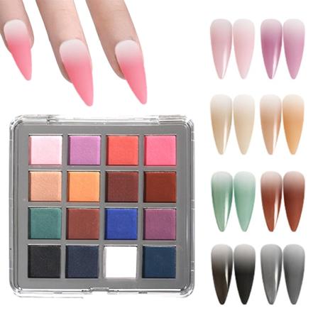 Kynsijauhesetti, 16 Väriä Pigmentti Kiinteä Sateenkaaren Neon Manikyyri Glitter Koti DIY Salon Kynnet