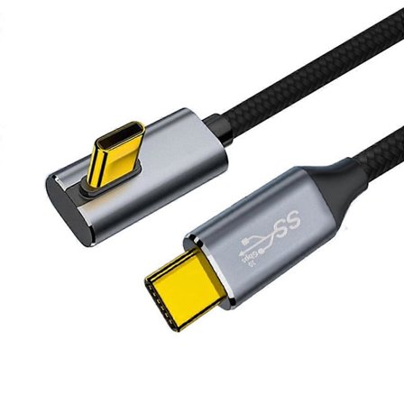 Typ A UC-064-LP-2.0M 90 Graders Lågprofil Vinklad USB3.1 Typ-C Hane till Hane 10Gbps Datakabel