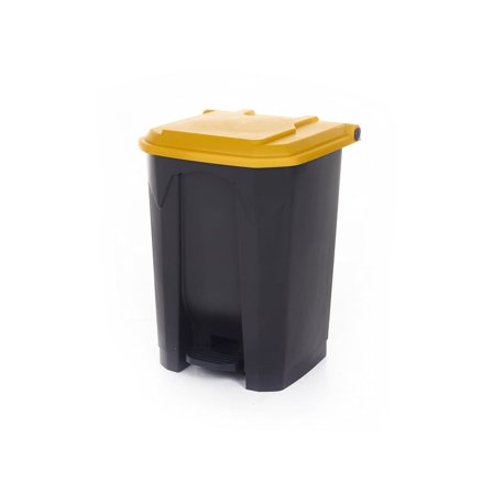 Pedal bin with coloured lid, 50 L, dark grey, yellow lid
