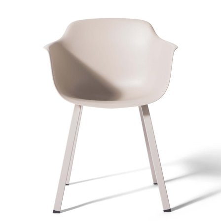 Ariel Esszimmerstuhl Beige Modernes Design Schalenstuhl mit Armlehnen Stabiles Vierfußgestell Sitzhöhe 79cm Pflegeleicht und Robust