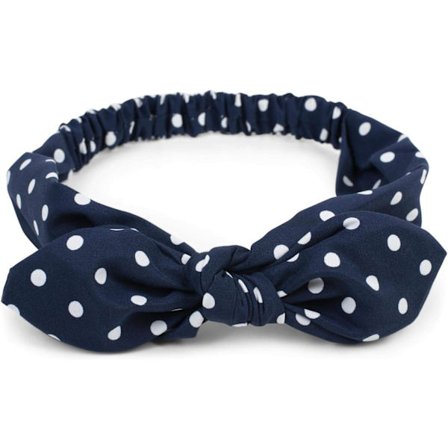 Hodebånd for kvinner med prikkete mønster, myk sløyfe og elastisk snor