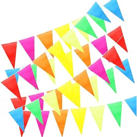 50m Flerfarvet Vimpel, Stof Vimpel Guirlande, Trekant Banner, Banner Flag, Udendørs Vimpel 100 Stk
