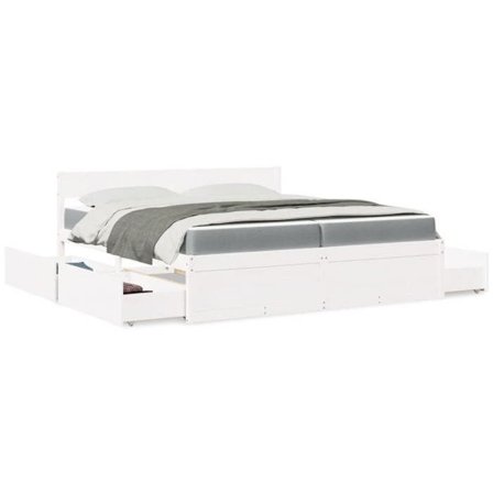 Maison Exclusive - Säng med lådor och madrass vit 200x200 cm massiv furu