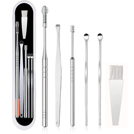Öronrengöringsset Öronvaxborttagare rostfritt stål 6 delar
