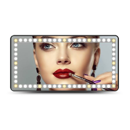 Auton aurinkosuojan meikkipeili LED-valoilla, 3 valotilaa, himmennettävä, ladattava kosmeettinen peili autoon, kuorma-autoon, taustapeiliin