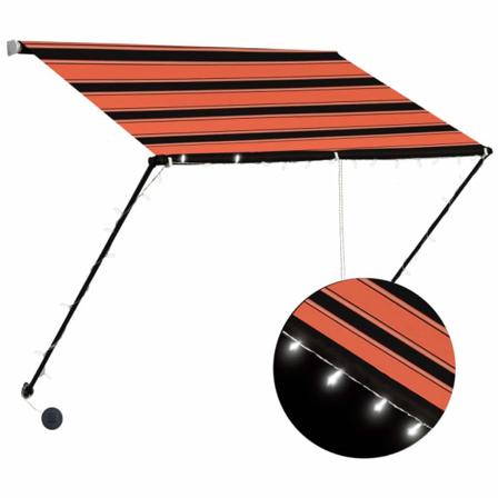 Vidaxl Markis Med Led 200x150 Cm Orange Och Brun Multifärg