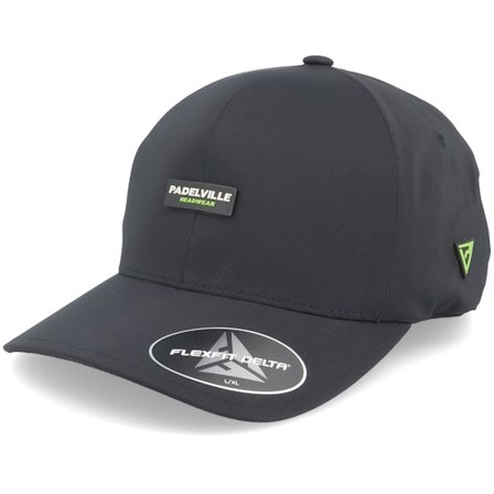 Padelville - Zwart flexfit Cap - Padel Headwear Neon Rubber Black Delta Flexfit @ Hatstore