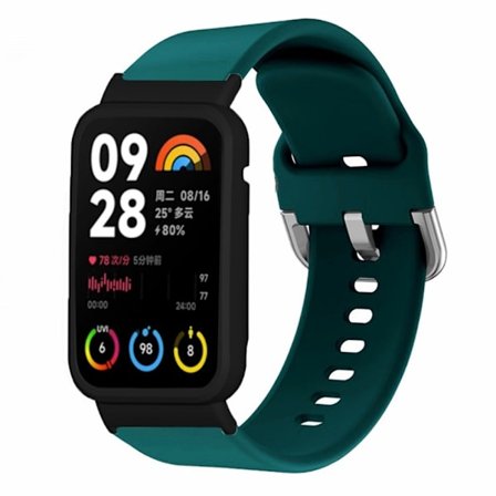 Xiaomi Smart Band 8 Pro Silikon Sportklockarmband med klockfodral - Mörkblå + Svart Skal