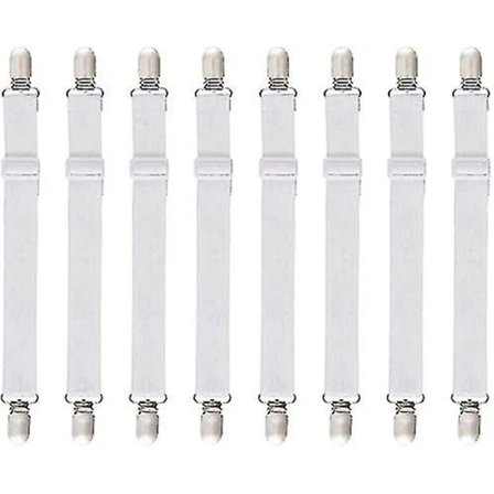 8 kpl (60 cm - 200 cm) Säädettävä Lakanan Kiristin, Säädettävät Kiinnikkeet, Sopii Kaikkiin Sänkyihin Ja Patjoihin, Valkoinen