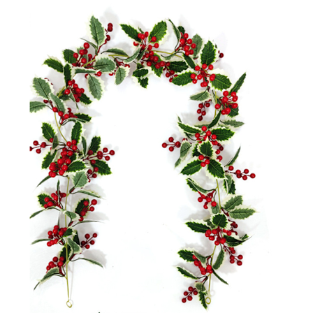 Rød Bærguirlande Julepynt 5.77ft Kunstig Girlande Indendørs Udendørs til Hjem Have Dør Pejs Fleksibel Dekoration Bord Landhus Foran Tr