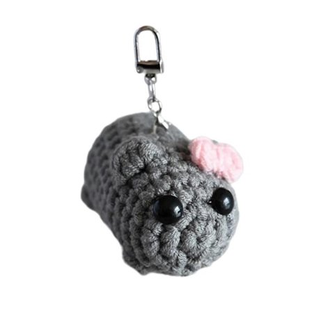 Iøjnefaldende Hæklet Hamster Nøglering med Sløjfer Taske Vedhæng Charm Nøglering Bærbar Mode Tilbehør til Daglig Brug lille