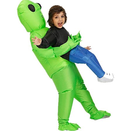 Oppustelig alien kostume til voksne børn, til Halloween, cosplay, flot kostume grønt, Halloween oppustelige kostumer sjovt