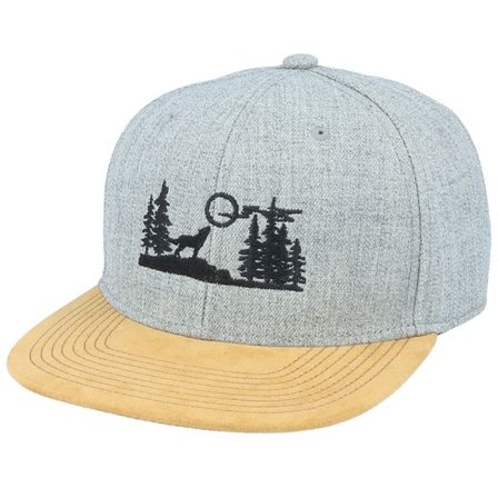 Wild Spirit - Grå snapback Keps - Wolf Nature Silhouette Grey/Suede Snapback @ Hatstore