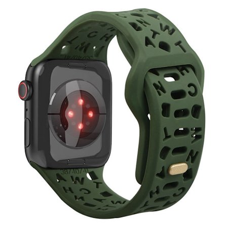 Apple Watch Series 8 (41mm) klockarmband i silikon med ihålig bokstav - Svartaktig Grön