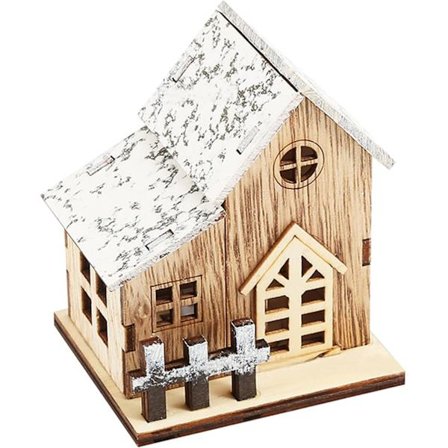 Juletræ i træ med lysende hus Landsby Juletræ