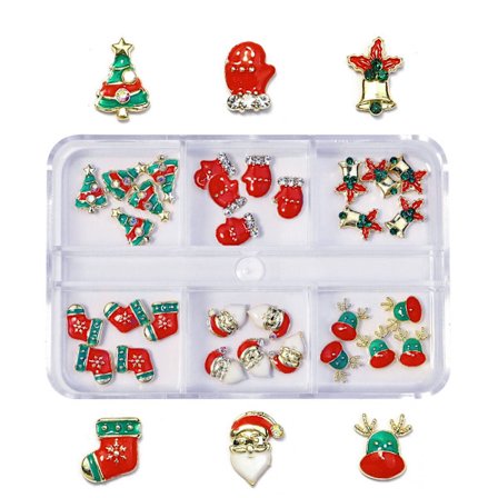 Christmas Nail Charms Nail Art Legering Rhinestones Tillbehör Julserie Blandad Nail Art Dekor för DIY Nails Ornament