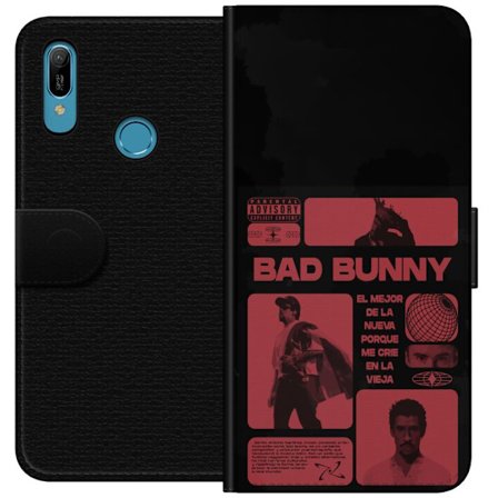 Kompatibel Tegnebogsetui til Huawei Y6 (2019) Bad Bunny NFL-inspireret skjoldlogo med amerikansk fodbold og stjerner