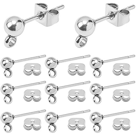 Pandahall 200 st Kulörhänge Örhänge Kit Rostfritt Stål Kulörhänge Örhängen Runda Kulörstift Med Ögla Med Fjärilsörhänge Baksida För Hängande Öra