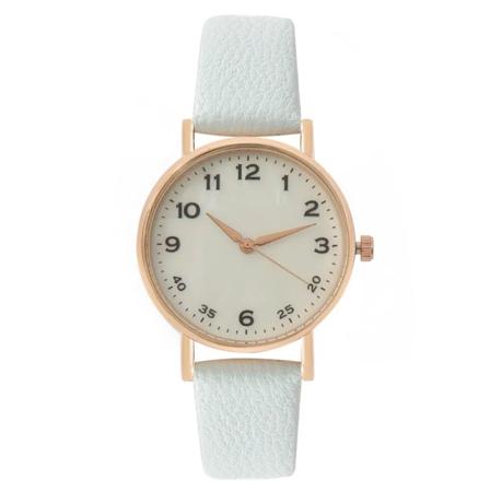 Mode Kvinnors Märkesur Enkla Runda Digitala Handklockor Kvartsur Casual Läderarmband Klocka Present Armbandsur White