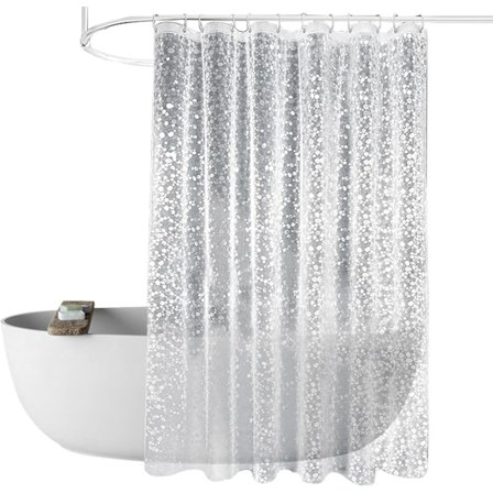 Vattentät Duschdraperi 180×180 cm – Med Bottenmagnet, Vikt & Transparent Småstensmönster