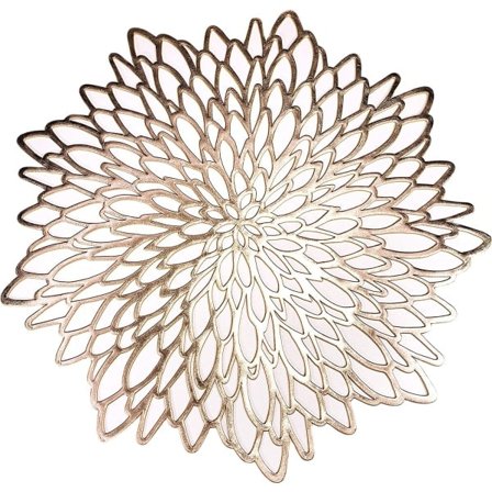 6-Pack Gold Metallic Runde Dækkeservietter Leaf Spisebord Dekoration