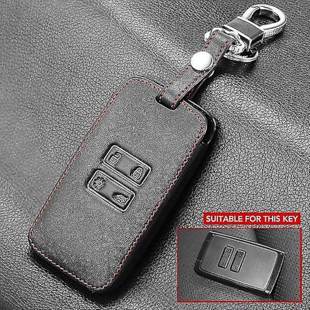 Ægte læder bilnøglekort etui beskytter passer til Renault Koleos Kadjar nøglering pung etui sort læder rød linje