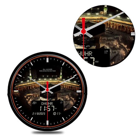 13 tommer Stort Skærm Digitalt Vægur Azan Ur med Temperatur Dato Uge Visning Retro Timing Ur Boligindretning