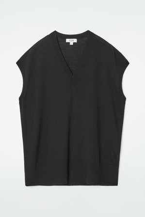 COS Women's V-Neck Merino Wool Vest in Black