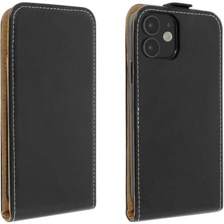 AVIZAR-fodral för Apple iPhone 12 Mini - Heltäckande skydd - Svart - Ekoskinn - Magnetstängning