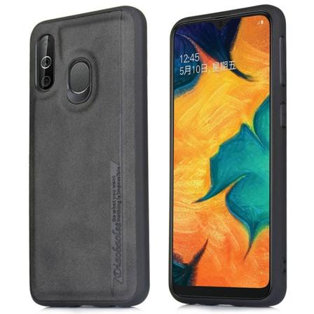 Samsung Galaxy A40 - Stødabsorberende Pu-lædercover Svart