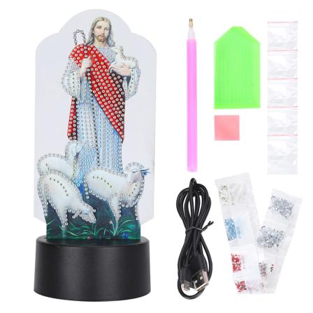 Diamanter Maleri LED-lampe Uferdige materialer DIY USB 3D Nattlys 7 Farger Touch Changing Home Decoration