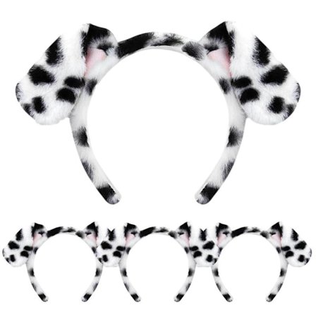 Dalmatiner Hund Ører Pannebånd - 4-Pakke Valpe Ører Pannebånd Fluffy Pannebånd Voksen Barn Dalmatiner Kostyme for Sminke Vaske Ansikt{f2}