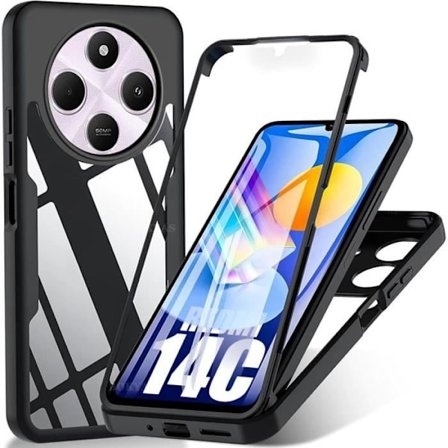 Coque - E.F.CONNECTION - Til Xiaomi Redmi 14C - Fuld Beskyttelse - Blødt TPU - Transparent Hårdt PC