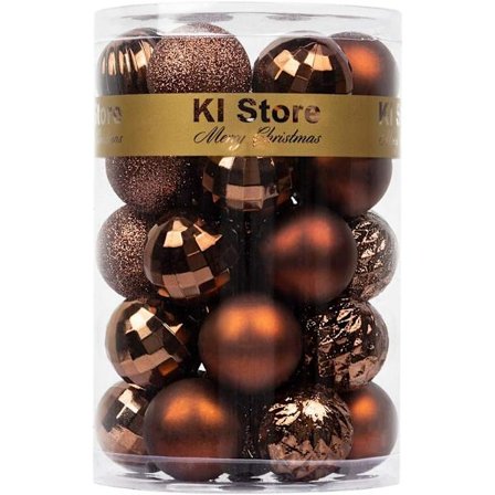 Bruna julkulor 34st 1,57-tums små julgransdekorationer