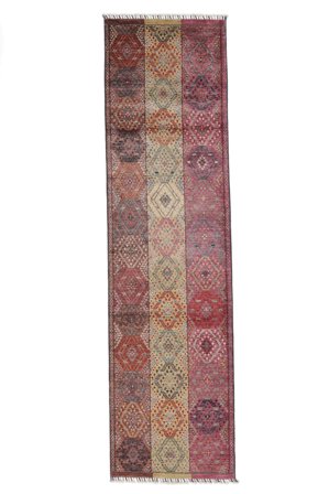 Hand Knotted Shabargan Rug 83X308 Wool Dark Red/Brown Small