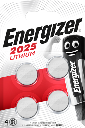 Energizer Lithium Knappecellebatteri 2025, 3 V, 4-pakning 4-pakning, Elfordeling & strømforsyning