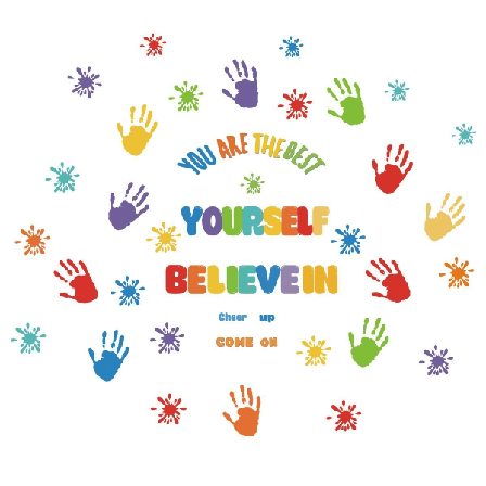 Fargerike inspirerende sitater veggklistremer Malingssprut Håndavtrykk veggklistremer KLB