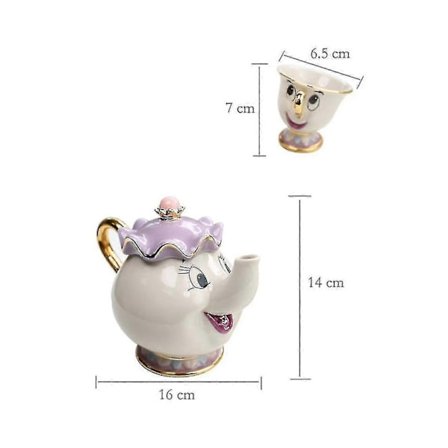 Cartoon ny Skönheten och Odjuret tekanna mugg tekanna set födelsedagspresent - WELLNGS