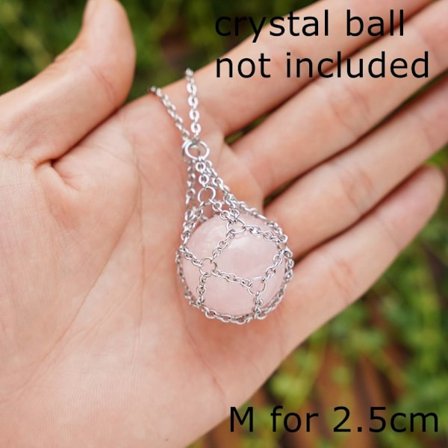 Crystal Holder Cage Necklace Crystal Net Metal Necklace SILVER M