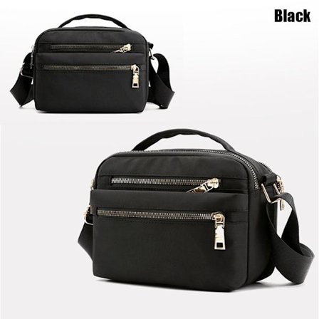 Nylon højkapacitets skuldertaske Håndtasker med flere lommer med lynlås