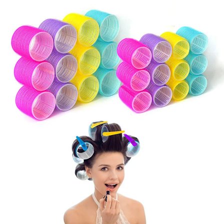 12pcs Hair Rollers Self Grip Hook Hair Curlers Heatless Hair Roller Salon Hair Dressing Curlers Jumbo Size Sticky Hair Styling Tools