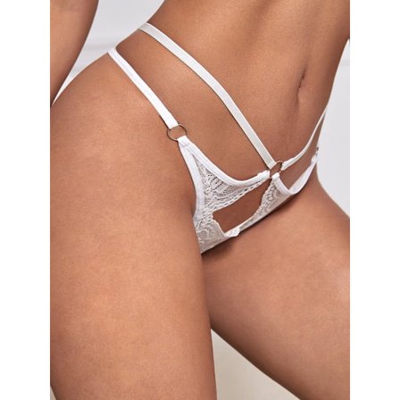 Valkoiset pitsiset kolmipisteiset stringit, seksikkäät alushousut, jouluyllätys