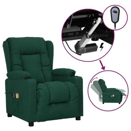 Vidaxl Elektrisk Massagefåtölj Mörkgrön Tyg Grön