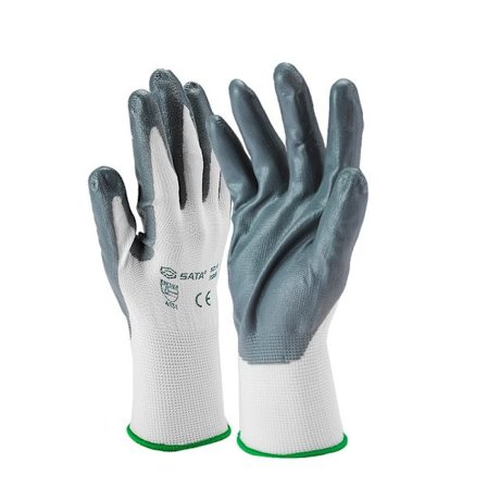 Arbeidsbeskyttelseshansker, slitesterke gummierte sklisikre arbeidshansker, dobbeltlags nitrilhansker