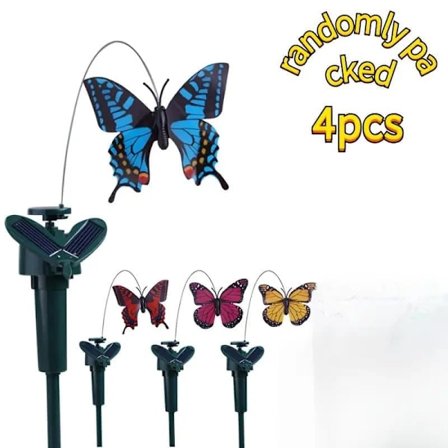 1/2/3/4 stk. Solcelledrevne sommerfugle & kolibrier med fjer, havedekoration & udendørsdekoration i farverige farver_TF_TF